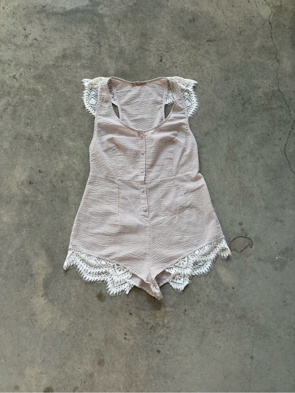 For Love And Lemons Blush Pink Lace-Trim Romper - Picture 6 of 8